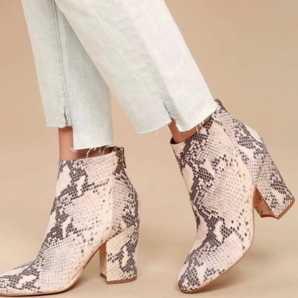 Steve Madden Leather Snake Print Ankle Booties